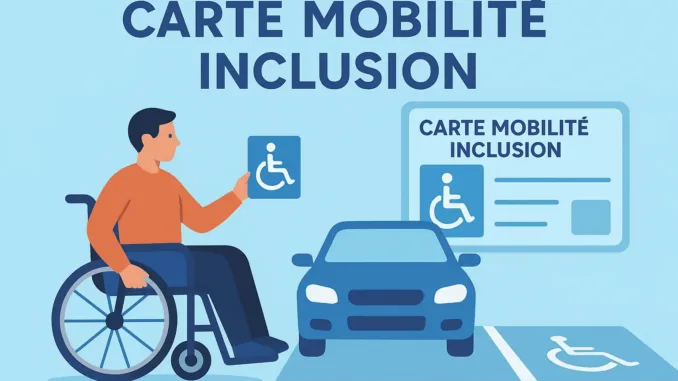 Carte Mobilit&eacute; Inclusion (CMI) avec symboles de stationnement, priorit&eacute; et handicap